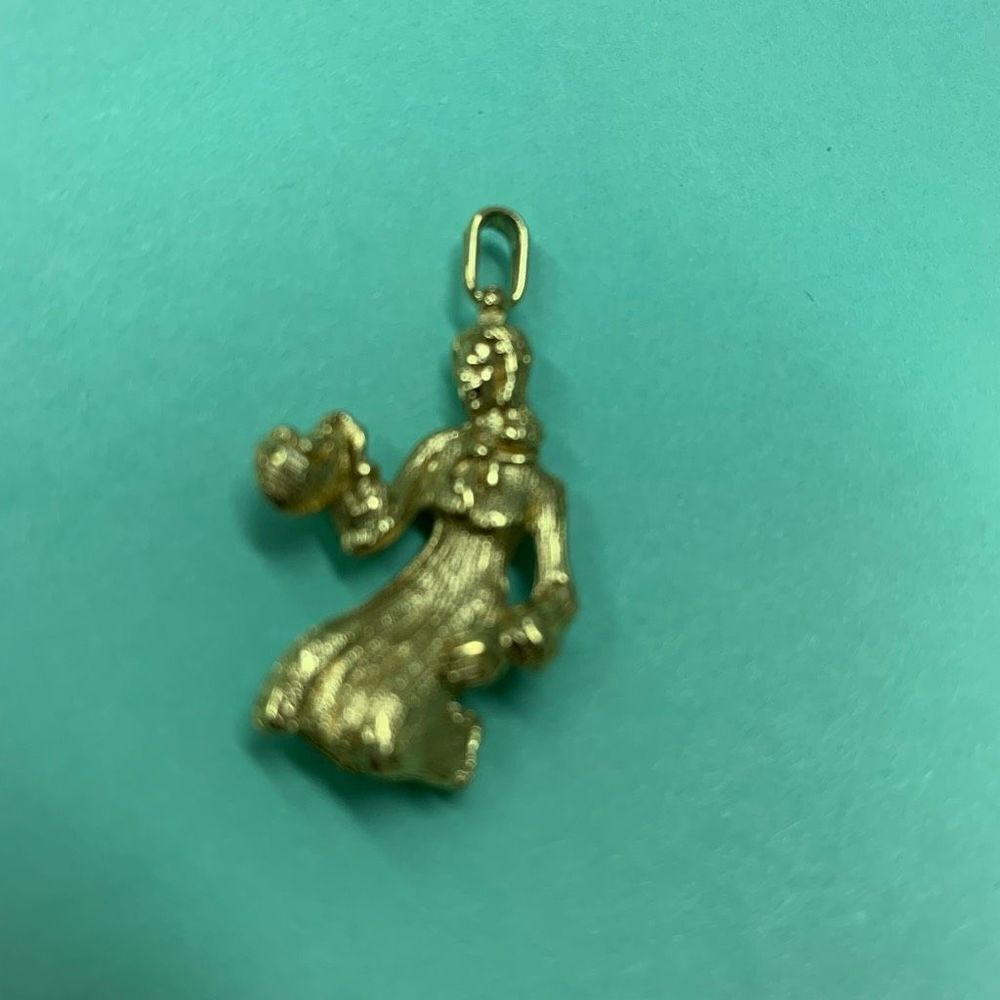 Virgo Gold Tone Zodiac Charm Pendant